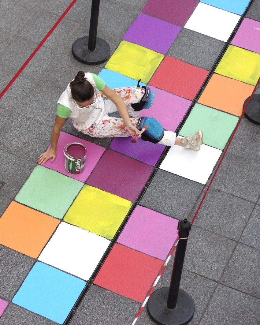 Réalisation des pavés colorés